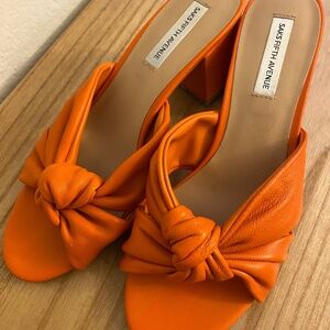 Saks Fifth Avenue Orange Block Heels (Size 7)